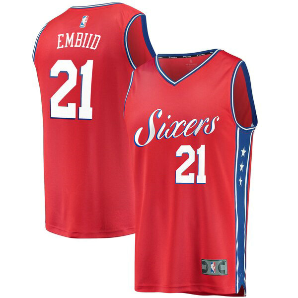 Maillot Philadelphia 76ers Homme Joel Embiid 21 Statement Edition Rouge